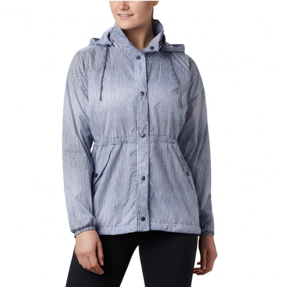 Colombia Ombré Stripe Light Weight Jacket with/ Removable Hood Size L New w/Tag